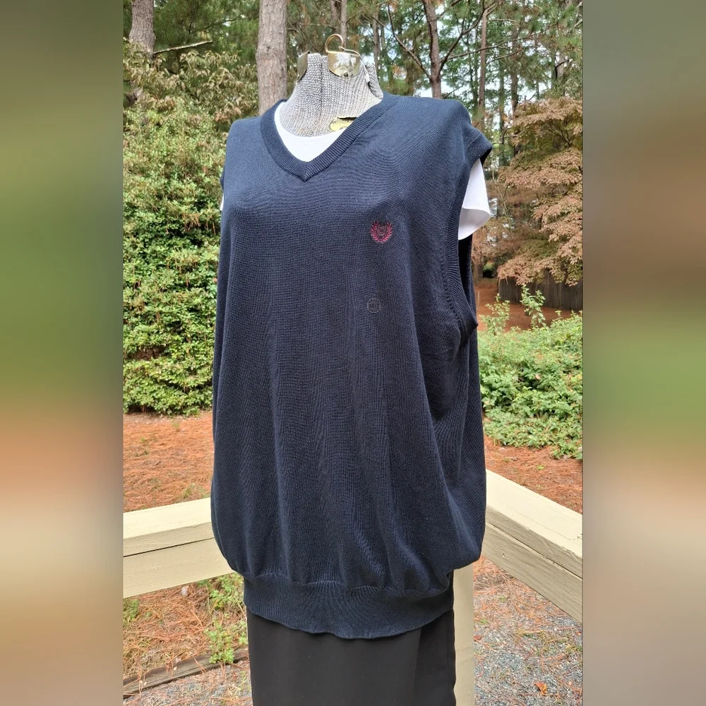 Men's New Navy Blue Chaps V-Neck Sleeveless Sweater Vest Size 2XLT